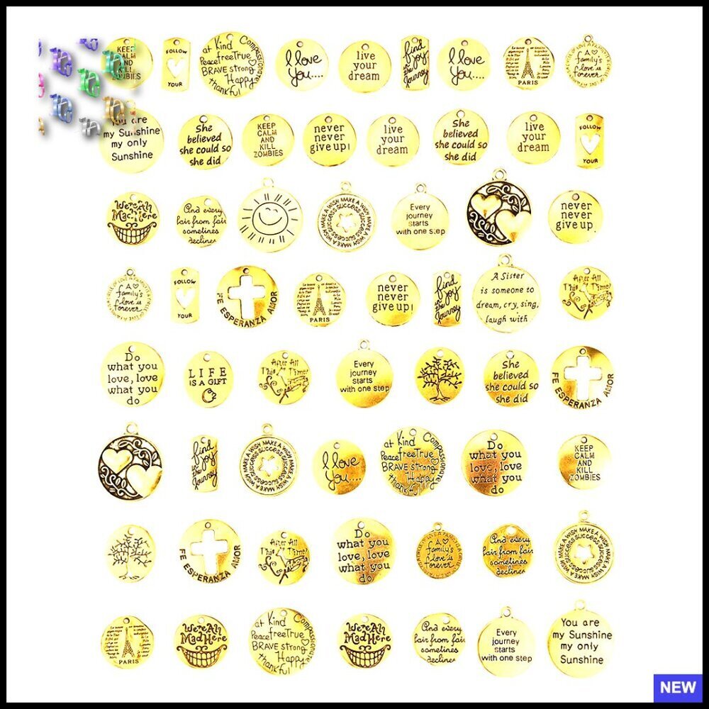 Vintage Gold Engraved Charms Jewelry Making DIY Craft Pendants Inspirational